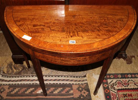 George III banded mahogany D shaped card table